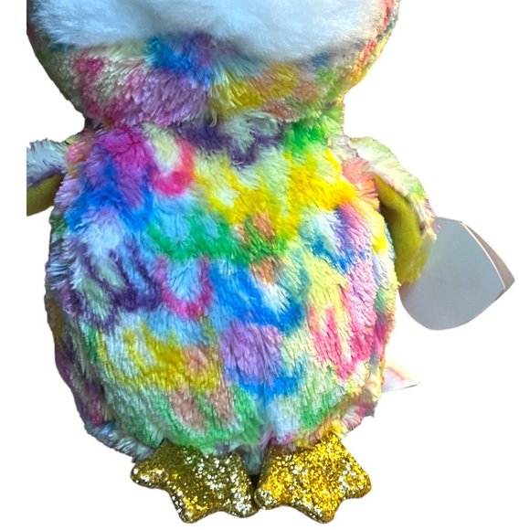 NWT Ty Beanie Boos ENCHANTED Owl Unicorn 8.5" tall x 5" wide Rainbow Tie-dye - Picture 3 of 13